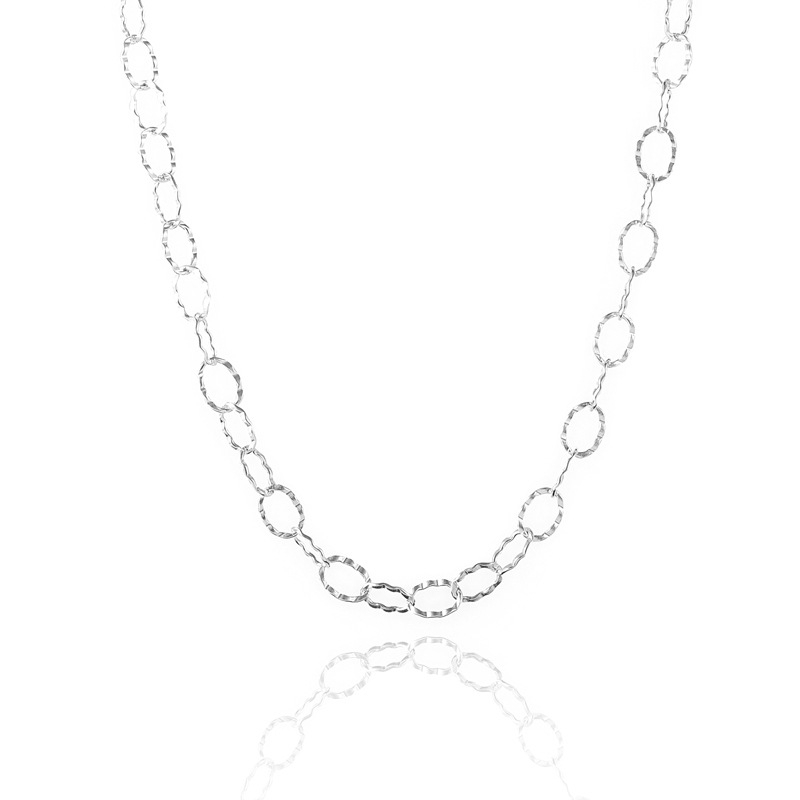 S925 sterling srebro – lanac s privjeskom cvijeta i velikim kružnim karikom, za ogrlicu, narukvicu, gležanj i choker