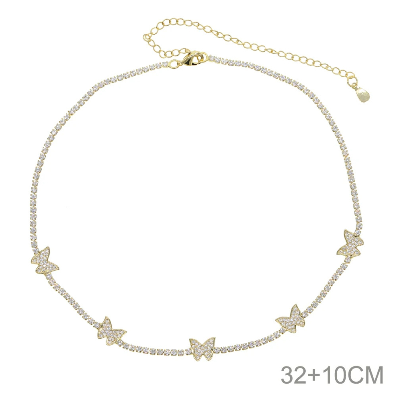 2 mm zirconij choker s motivom leptira – odvažan, moderan ženski nakit