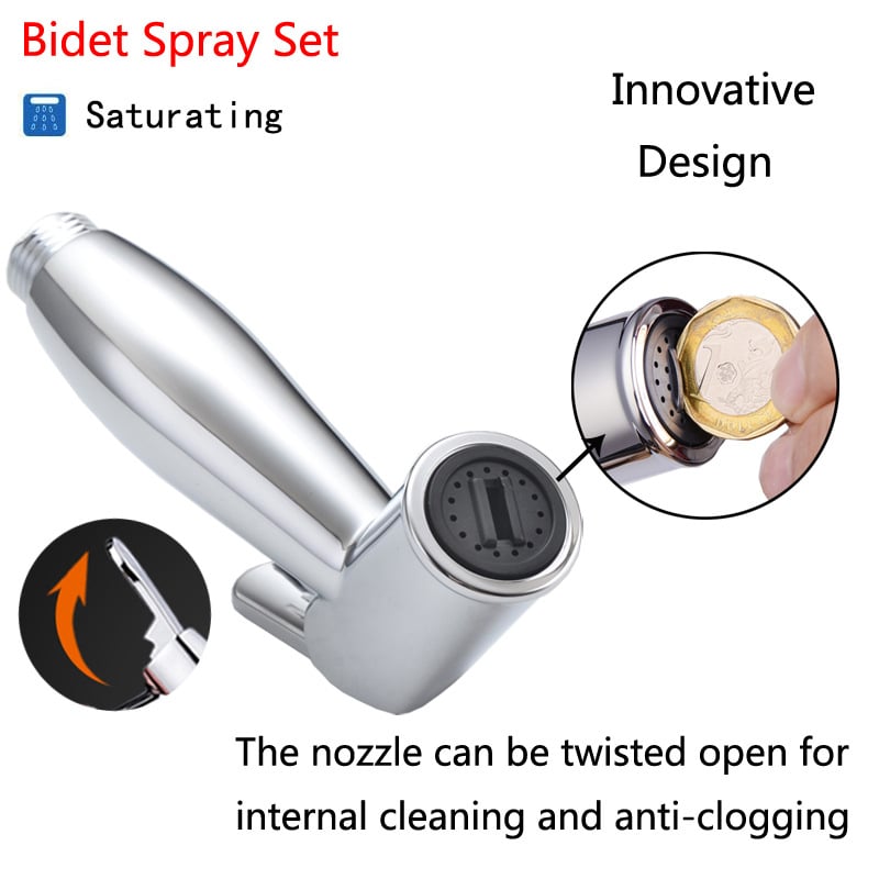 Set de duș pentru bidet din ABS, finisaj electroplatinat, duză demontabilă pentru toaletă