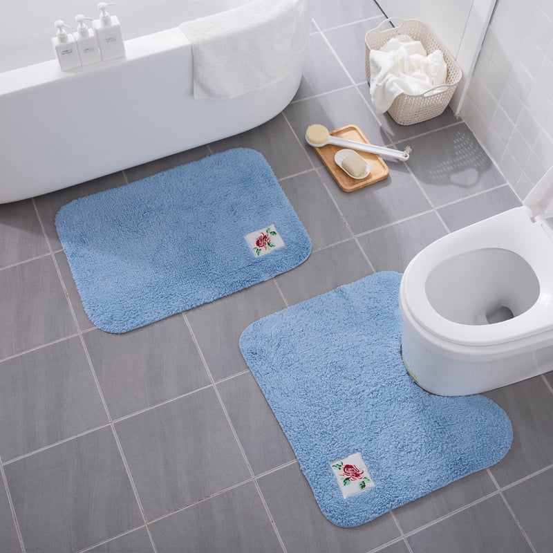 У-образна подложка за тоалетна с патч-бродерия, памучно плюшено килимче за баня