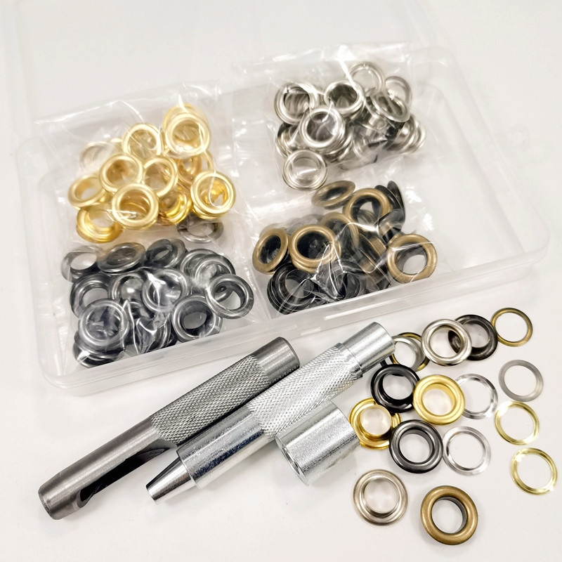 Mesing eyeleti set, 100 kom, promjer 10 mm, uz alat za ugradnju za šatore i zavjese