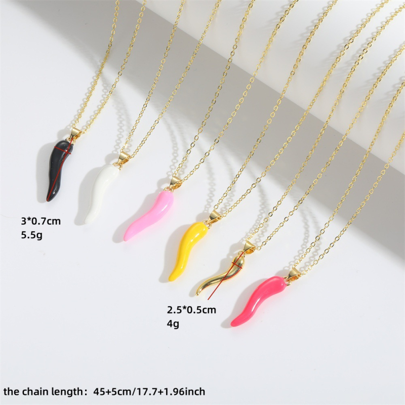 Ženski choker ogrlica s višebojnim privjeskom paprike, minimalistički retro stil