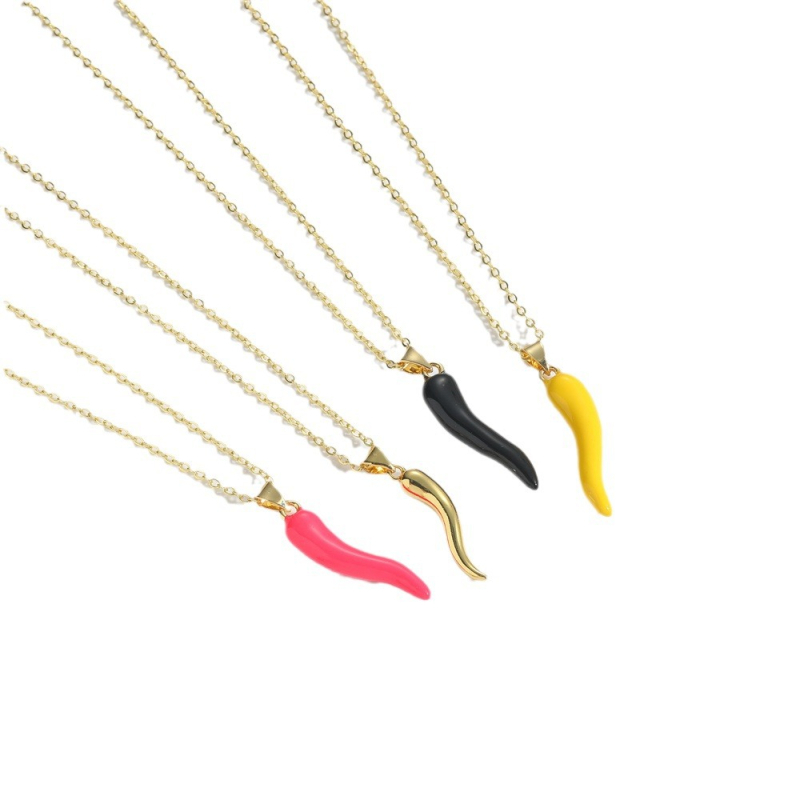 Ženski choker ogrlica s višebojnim privjeskom paprike, minimalistički retro stil