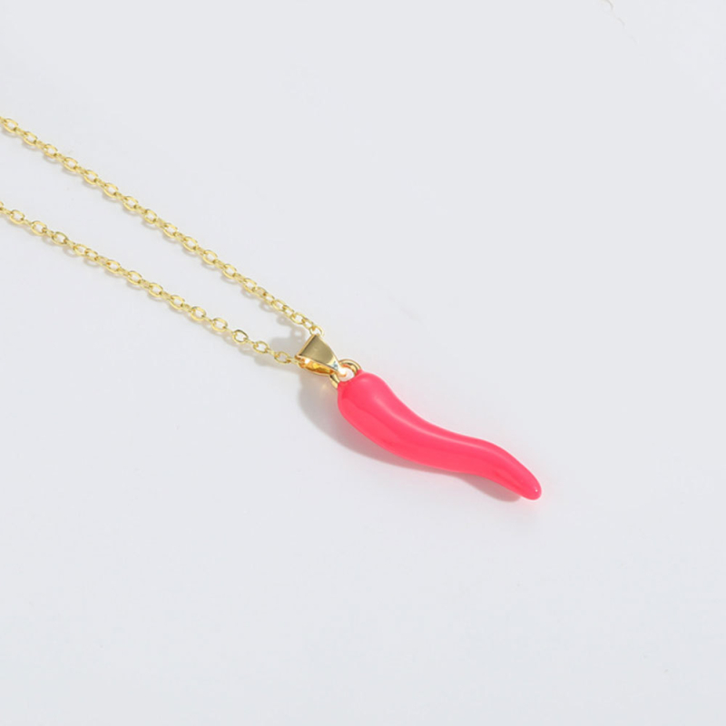 Ženski choker ogrlica s višebojnim privjeskom paprike, minimalistički retro stil