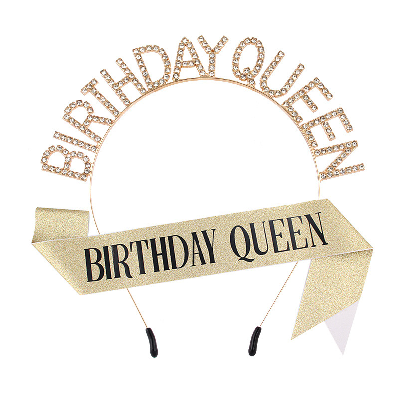 Birthday Queen traka za kosu s kristalima – modni dodatak za zabave