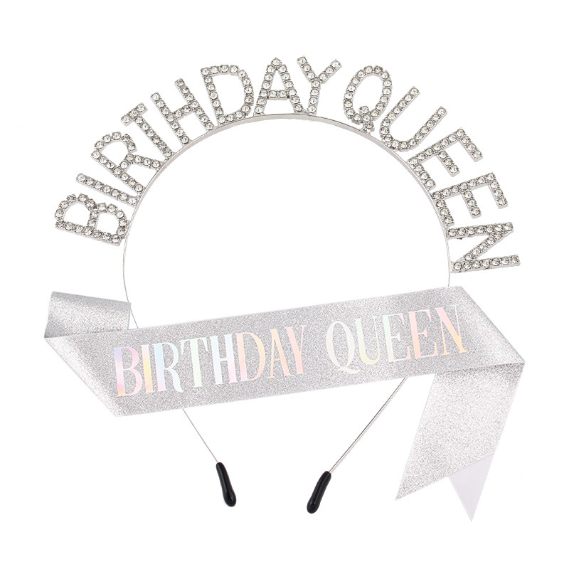 Birthday Queen traka za kosu s kristalima – modni dodatak za zabave
