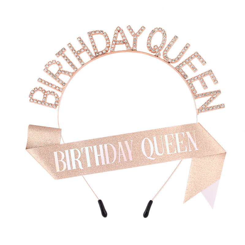 Birthday Queen traka za kosu s kristalima – modni dodatak za zabave