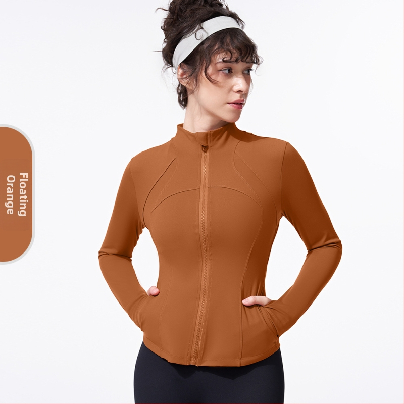Dámska jarná–letná fitness bunda, úzky strih, vetru-odolná, stojací golier, zips, dlhé rukávy, na jogu