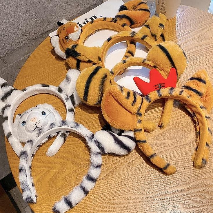 Žuti tiger iz zoološkog vrta – karikaturna plišana traka za kosu za žene