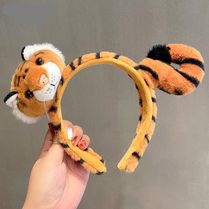 Žuti tiger iz zoološkog vrta – karikaturna plišana traka za kosu za žene