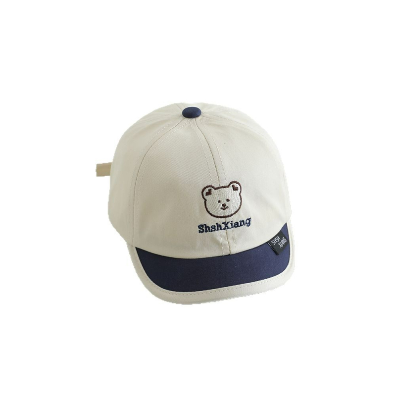 Dječja baseball kapa s šivanim slovima u bojama i motivom medvjeda, kratkim vizirom, zaštita od sunca, unisex