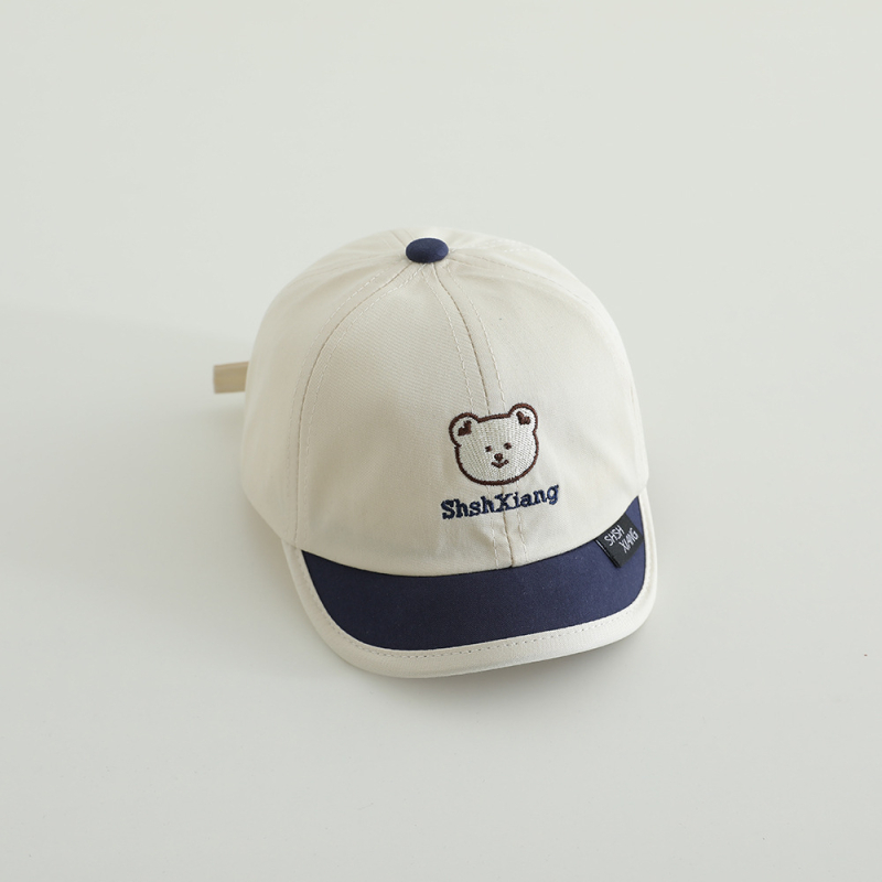 Dječja baseball kapa s šivanim slovima u bojama i motivom medvjeda, kratkim vizirom, zaštita od sunca, unisex