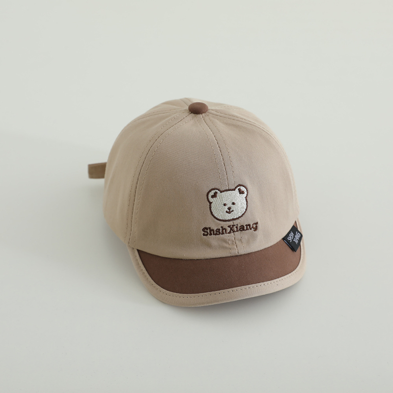 Dječja baseball kapa s šivanim slovima u bojama i motivom medvjeda, kratkim vizirom, zaštita od sunca, unisex