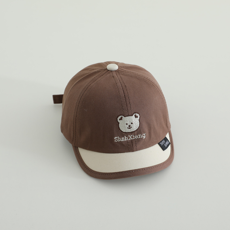Dječja baseball kapa s šivanim slovima u bojama i motivom medvjeda, kratkim vizirom, zaštita od sunca, unisex