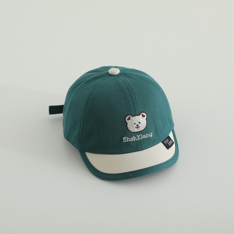 Dječja baseball kapa s šivanim slovima u bojama i motivom medvjeda, kratkim vizirom, zaštita od sunca, unisex