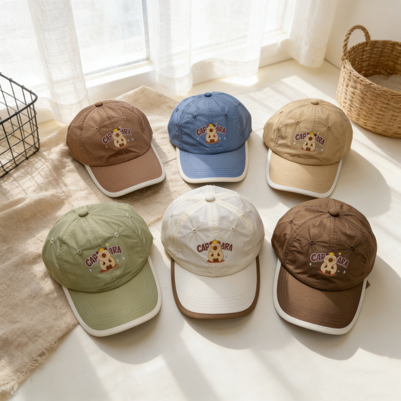 Capibara dječja baseball kapa za ljeto, prozračna, unisex, zaštita od sunca, široki obod, moderan stil