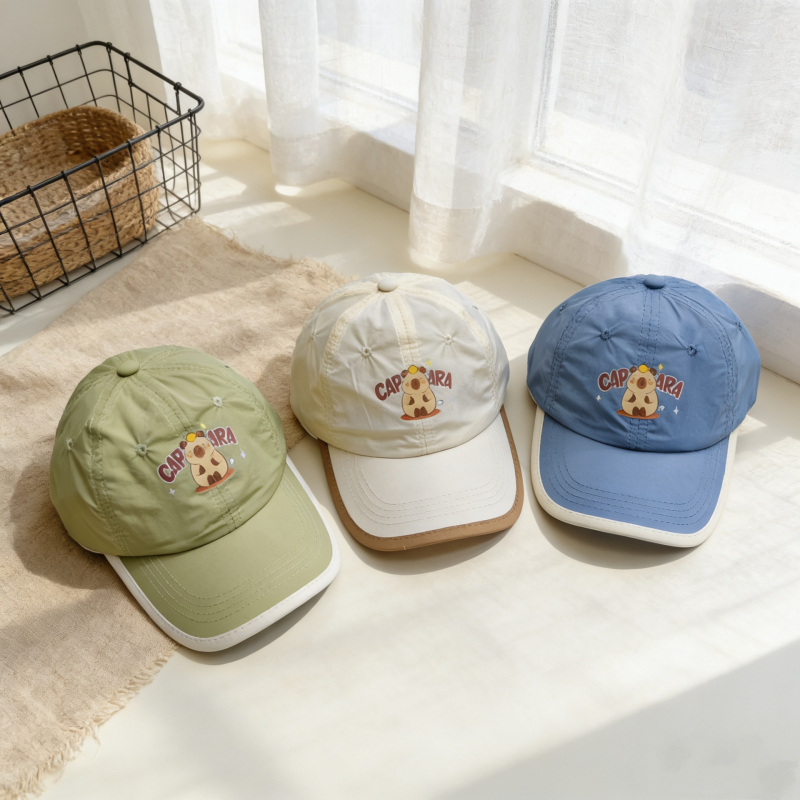 Capibara dječja baseball kapa za ljeto, prozračna, unisex, zaštita od sunca, široki obod, moderan stil