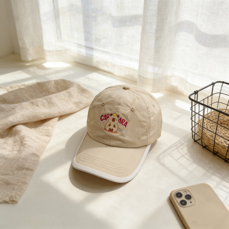 Capibara dječja baseball kapa za ljeto, prozračna, unisex, zaštita od sunca, široki obod, moderan stil