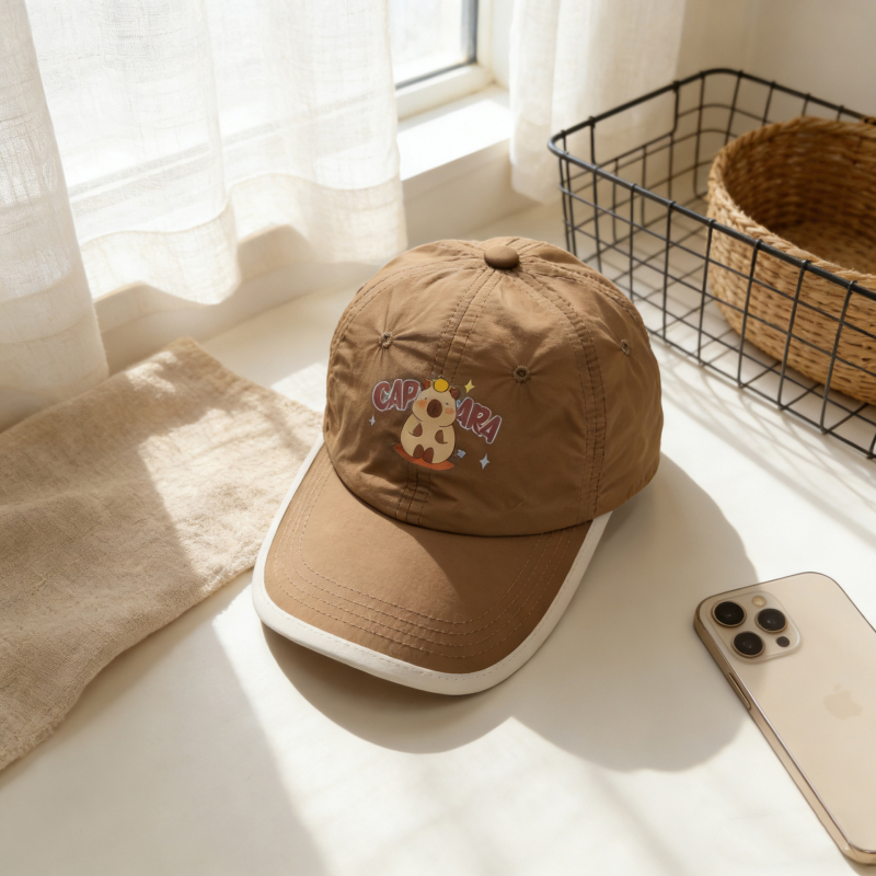 Capibara dječja baseball kapa za ljeto, prozračna, unisex, zaštita od sunca, široki obod, moderan stil