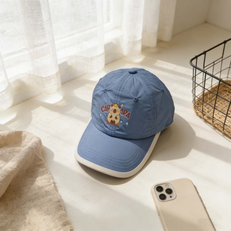 Capibara dječja baseball kapa za ljeto, prozračna, unisex, zaštita od sunca, široki obod, moderan stil