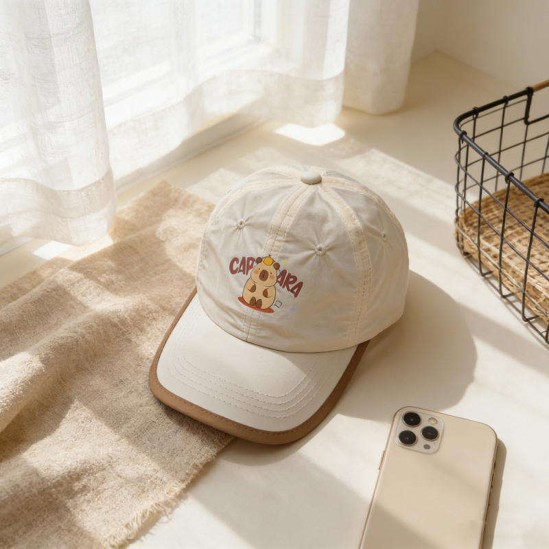 Capibara dječja baseball kapa za ljeto, prozračna, unisex, zaštita od sunca, široki obod, moderan stil