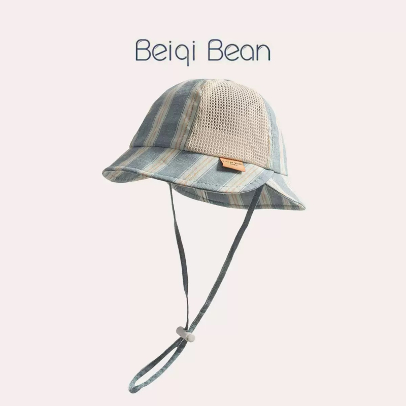 Dječja bucket kapa s prugama i širokim obodom, unisex, za bebe i djecu uzrast 6-24 mjeseci, zaštita od sunca, prozračna.