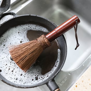 Prirodna četka od kokosove palme za posuđe s drvenom drškom