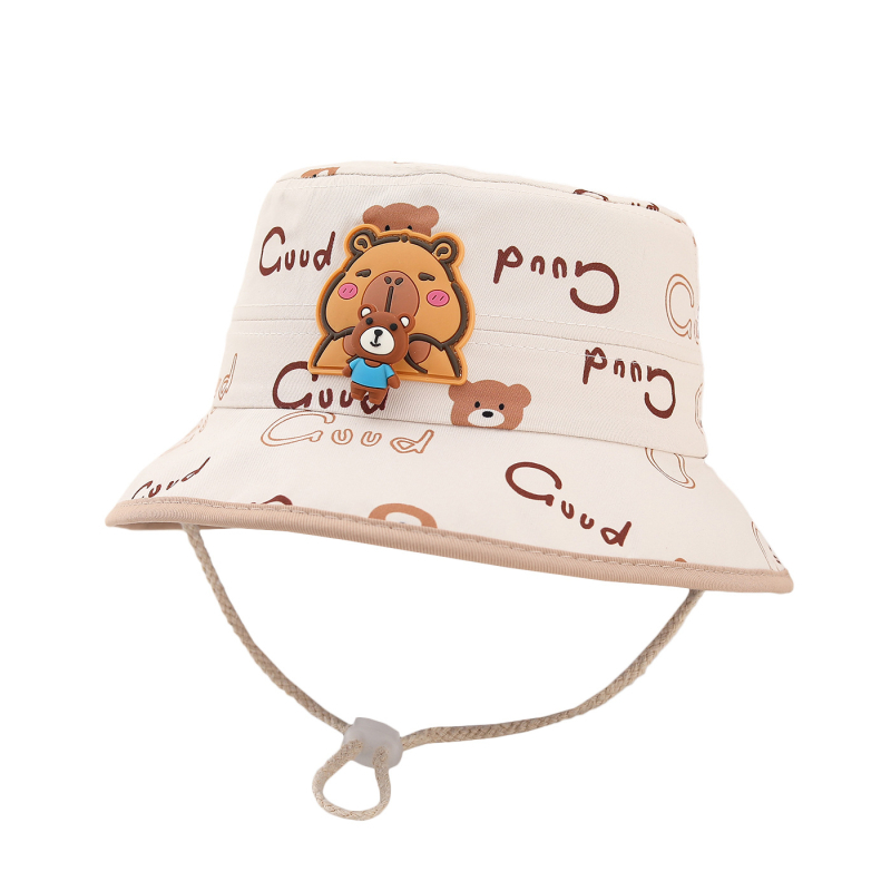 Dječja bucket hat kapa s kapibarom, karikatura, ribarski stil, korejski trend, grafiti dizajn, za proljeće i jesen