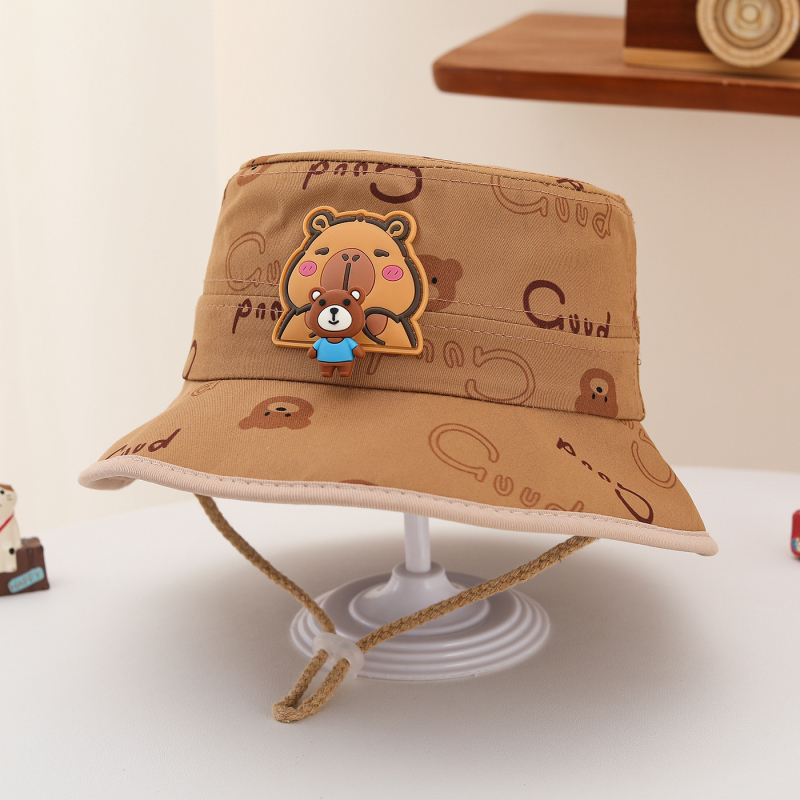 Dječja bucket hat kapa s kapibarom, karikatura, ribarski stil, korejski trend, grafiti dizajn, za proljeće i jesen
