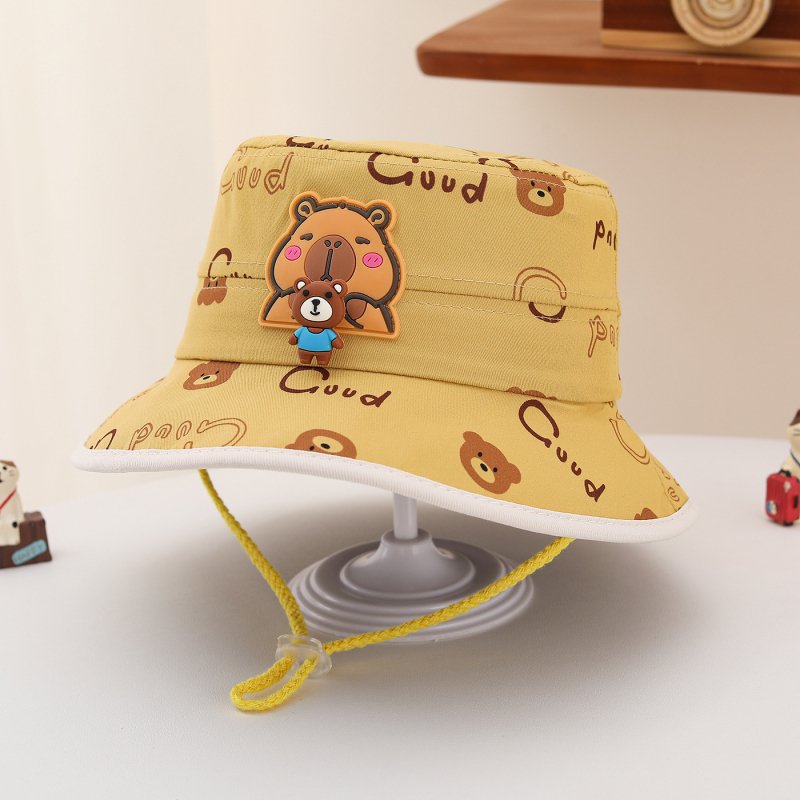 Dječja bucket hat kapa s kapibarom, karikatura, ribarski stil, korejski trend, grafiti dizajn, za proljeće i jesen