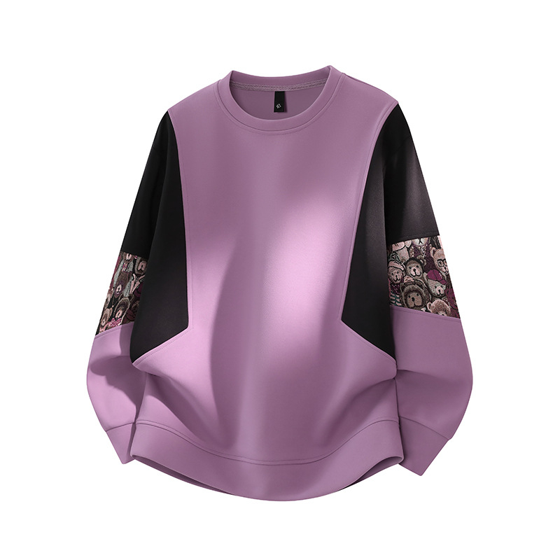Plusz méretű férfi jacquard mintás raglán ujjú pulóver, színblokkokkal, fleece-beléssel, meleg, divatos, laza szabású