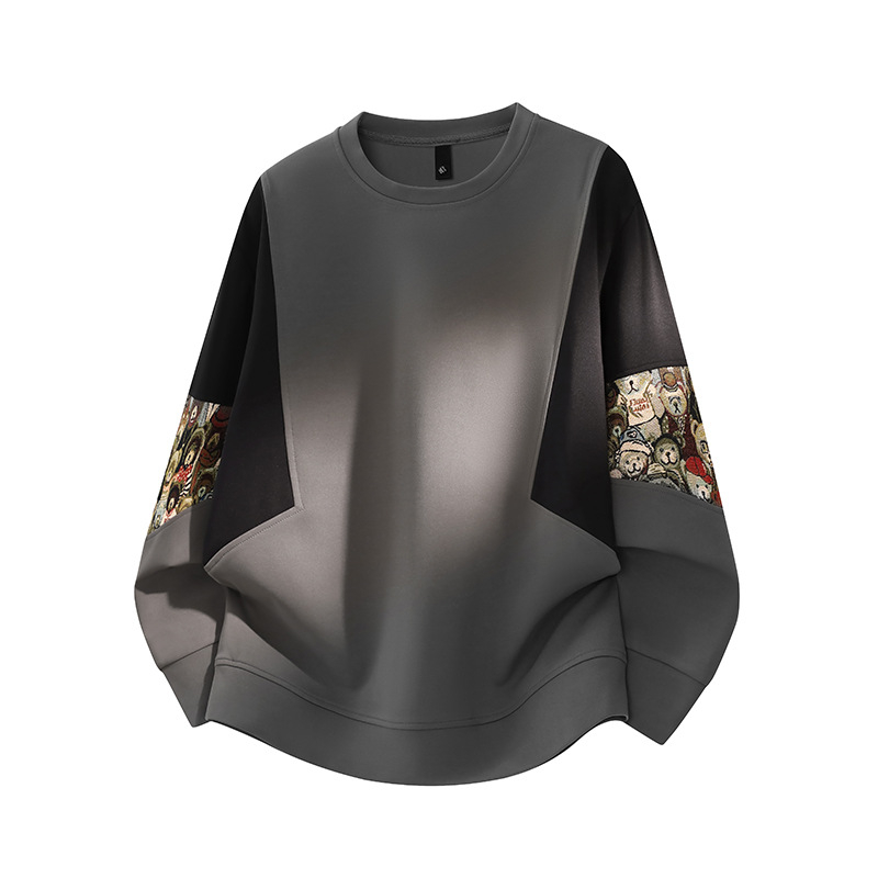 Plusz méretű férfi jacquard mintás raglán ujjú pulóver, színblokkokkal, fleece-beléssel, meleg, divatos, laza szabású