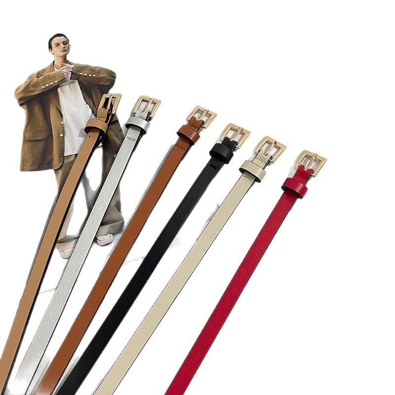 Ženski tanak pojas 1.0 cm, slatkih boja, umjetna koža, kopča od legure, pojas za haljinu, minimalistički elegantan dodatak