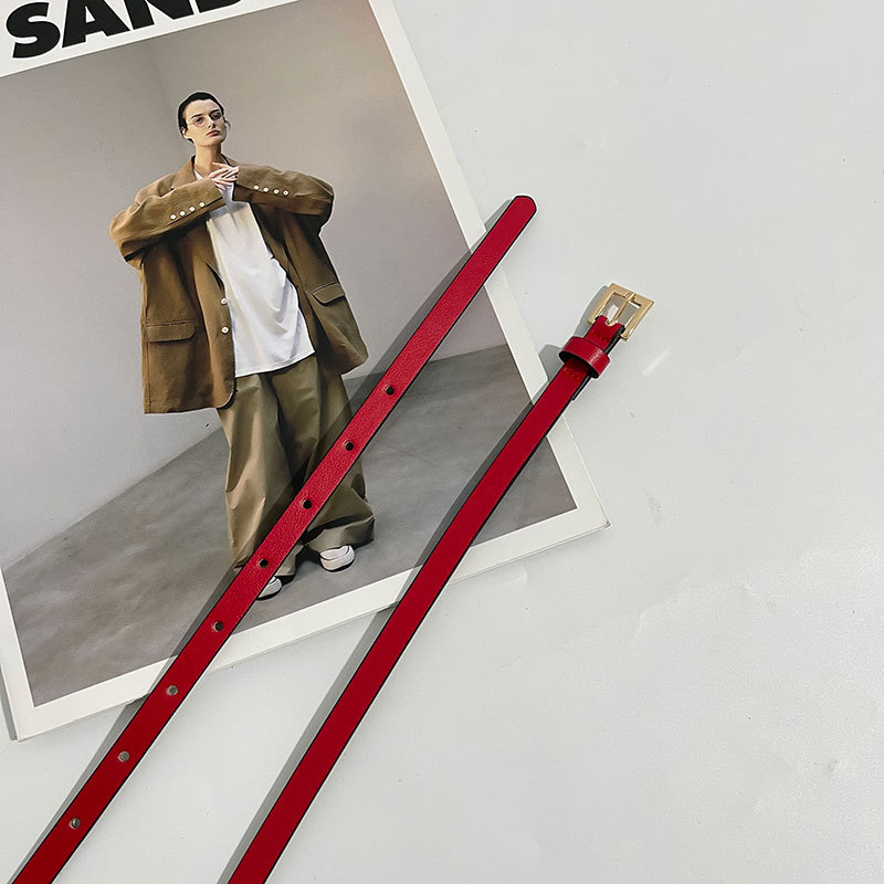 Ženski tanak pojas 1.0 cm, slatkih boja, umjetna koža, kopča od legure, pojas za haljinu, minimalistički elegantan dodatak