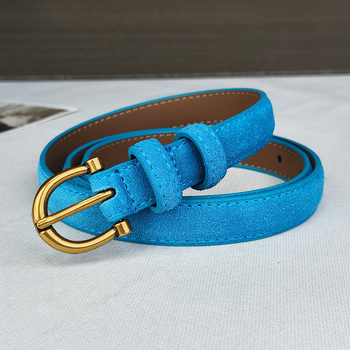 Ženski uski remen od nubuk kože s pin kopčom - casual, svestran stil