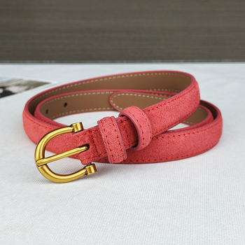Ženski uski remen od nubuk kože s pin kopčom - casual, svestran stil