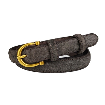 Ženski uski remen od nubuk kože s pin kopčom - casual, svestran stil