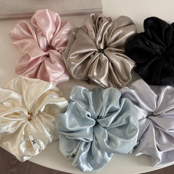 Gumica za kosu krem boje, veliki satenski scrunchie za žene, visoke kvalitete, elegantan jednobojni dodatak za kosu
