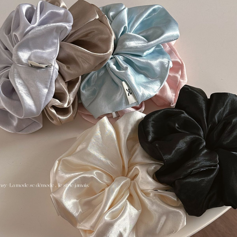 Gumica za kosu krem boje, veliki satenski scrunchie za žene, visoke kvalitete, elegantan jednobojni dodatak za kosu
