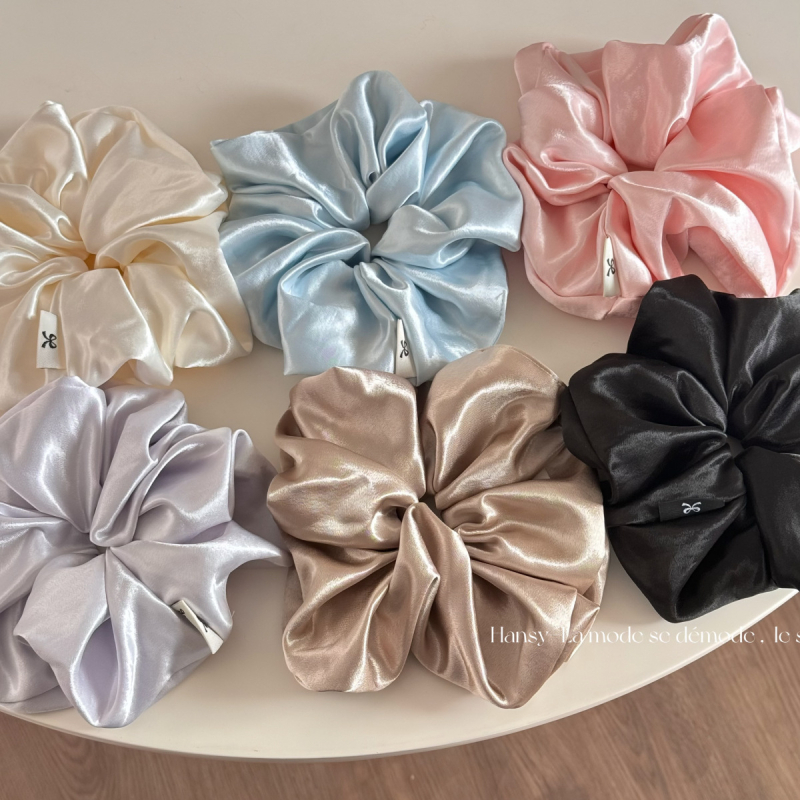 Gumica za kosu krem boje, veliki satenski scrunchie za žene, visoke kvalitete, elegantan jednobojni dodatak za kosu