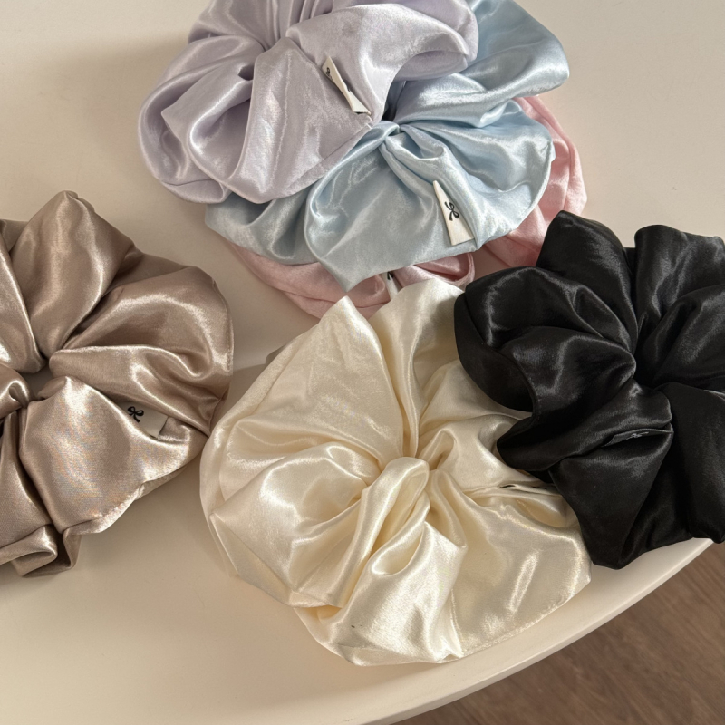 Gumica za kosu krem boje, veliki satenski scrunchie za žene, visoke kvalitete, elegantan jednobojni dodatak za kosu