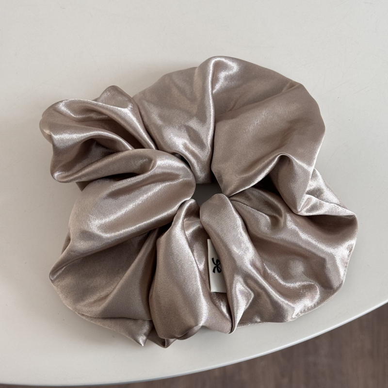 Gumica za kosu krem boje, veliki satenski scrunchie za žene, visoke kvalitete, elegantan jednobojni dodatak za kosu