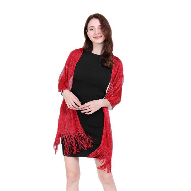 Elegantni šal s resicama, ženski šal od poliestera, 50 × 210 cm