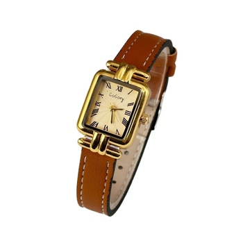 Női négyszögletes karóra, kis méretű, minimalist stílusú, római retro arany, elegáns mindennapi időmérő