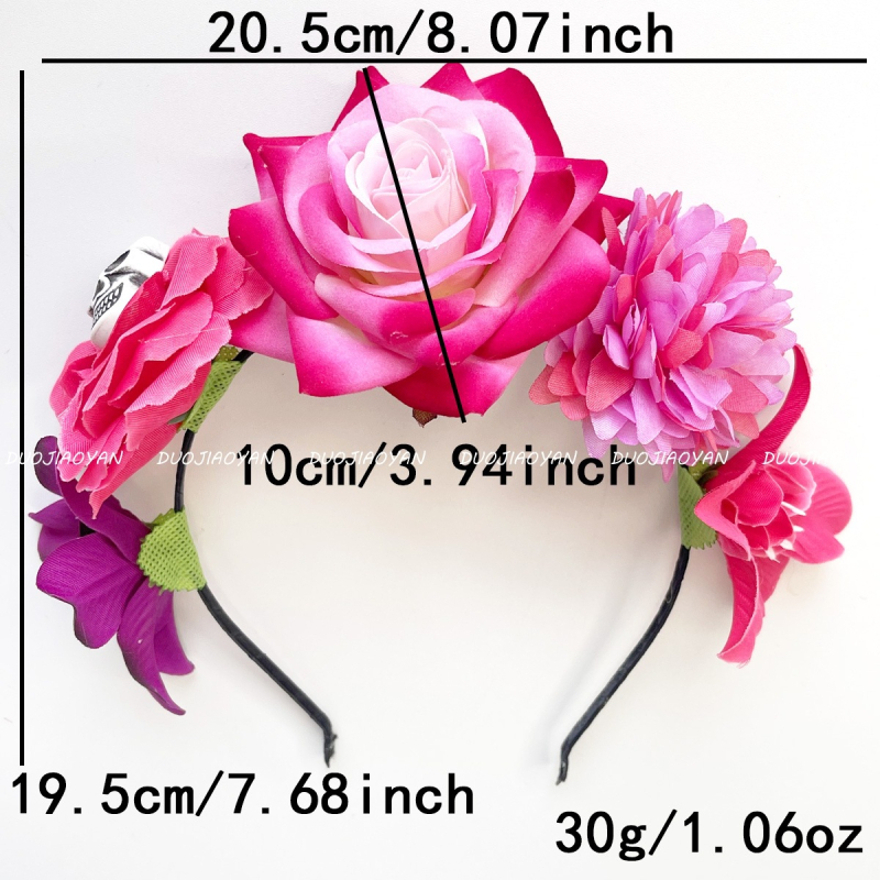 3D tkanina cvjetna diadem za glavu, dodatak za Noć vještica