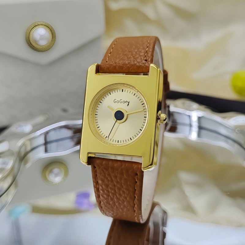 Gogoey GG303 Женски часовник с PU кожен ремък, квадратен циферблат, кварцов механизъм, елегантен стил