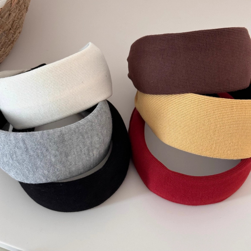 Ženska pletena čelenka za jesen-zimu, retro stil, crveno-bijela jednobojna, široki rub, dodatak za kosu kopčom