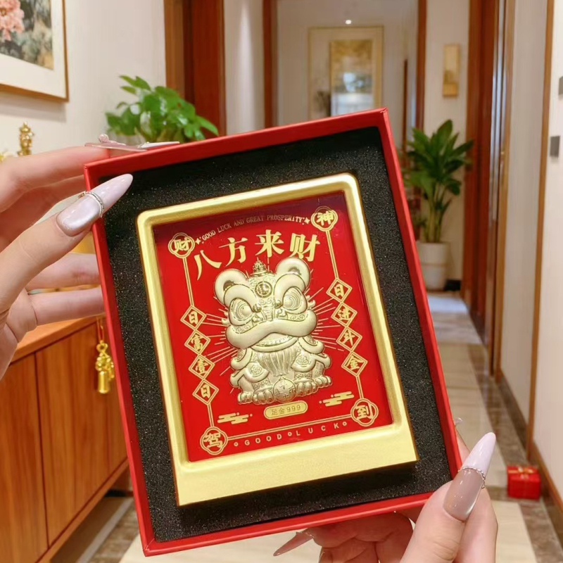 Godina konja 999 čistog zlata – Ornament boga bogatstva za uredski stol, privlačenje bogatstva, pogodno za prijenose uživo