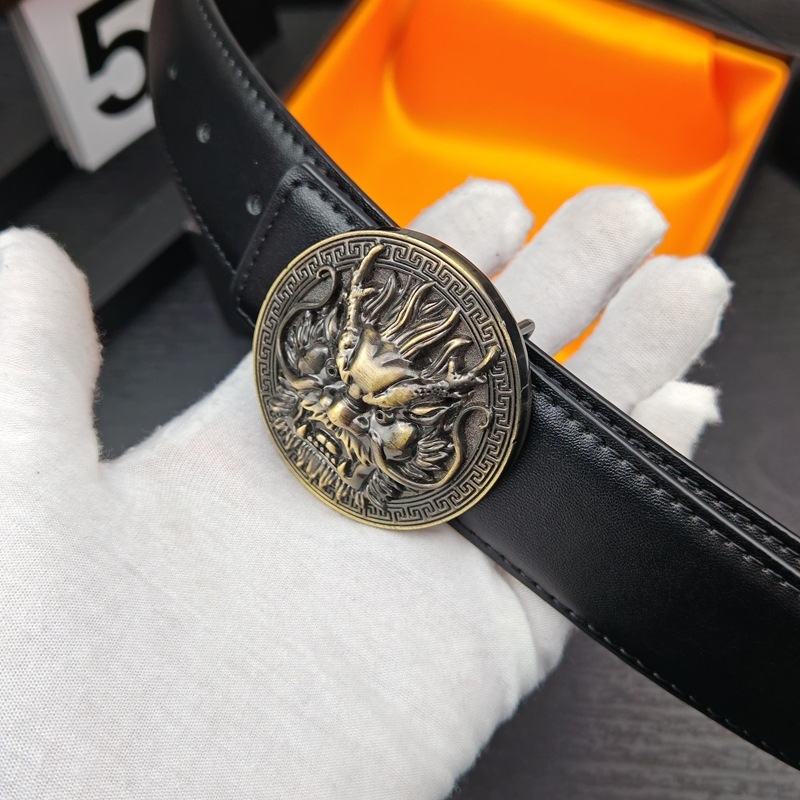 Muški kaiš od prave kože s totemom dragonje glave i simbolom Bagua, širine 2–4 cm