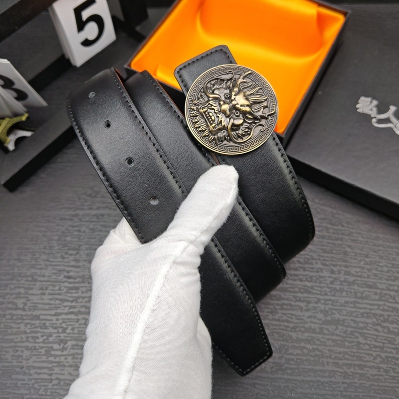 Muški kaiš od prave kože s totemom dragonje glave i simbolom Bagua, širine 2–4 cm